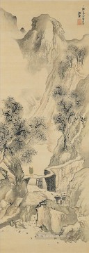 150の主題の芸術作品 Painting - 孤独な旅人のいる風景 1780年 与謝蕪村 日本人